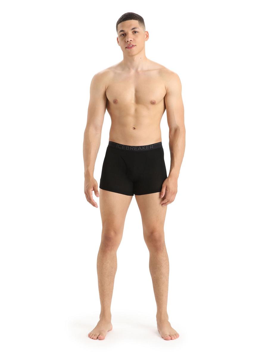 Bielizny Icebreaker Merino 175 Everyday Thermal Boxers With Fly Męskie Czarne | PL 1654MQZA